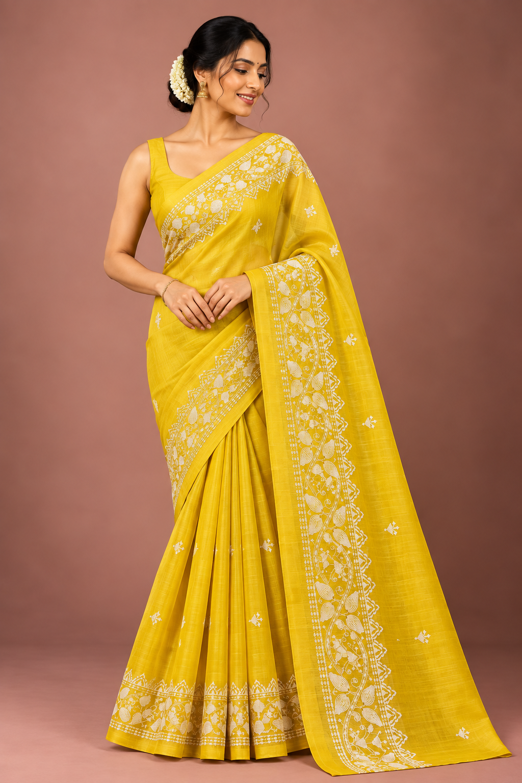 Chanderi Tissue Saree | Yellow
