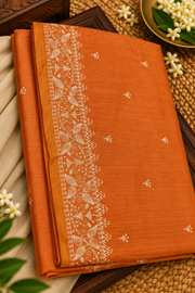 Chanderi Tissue Saree | Orange