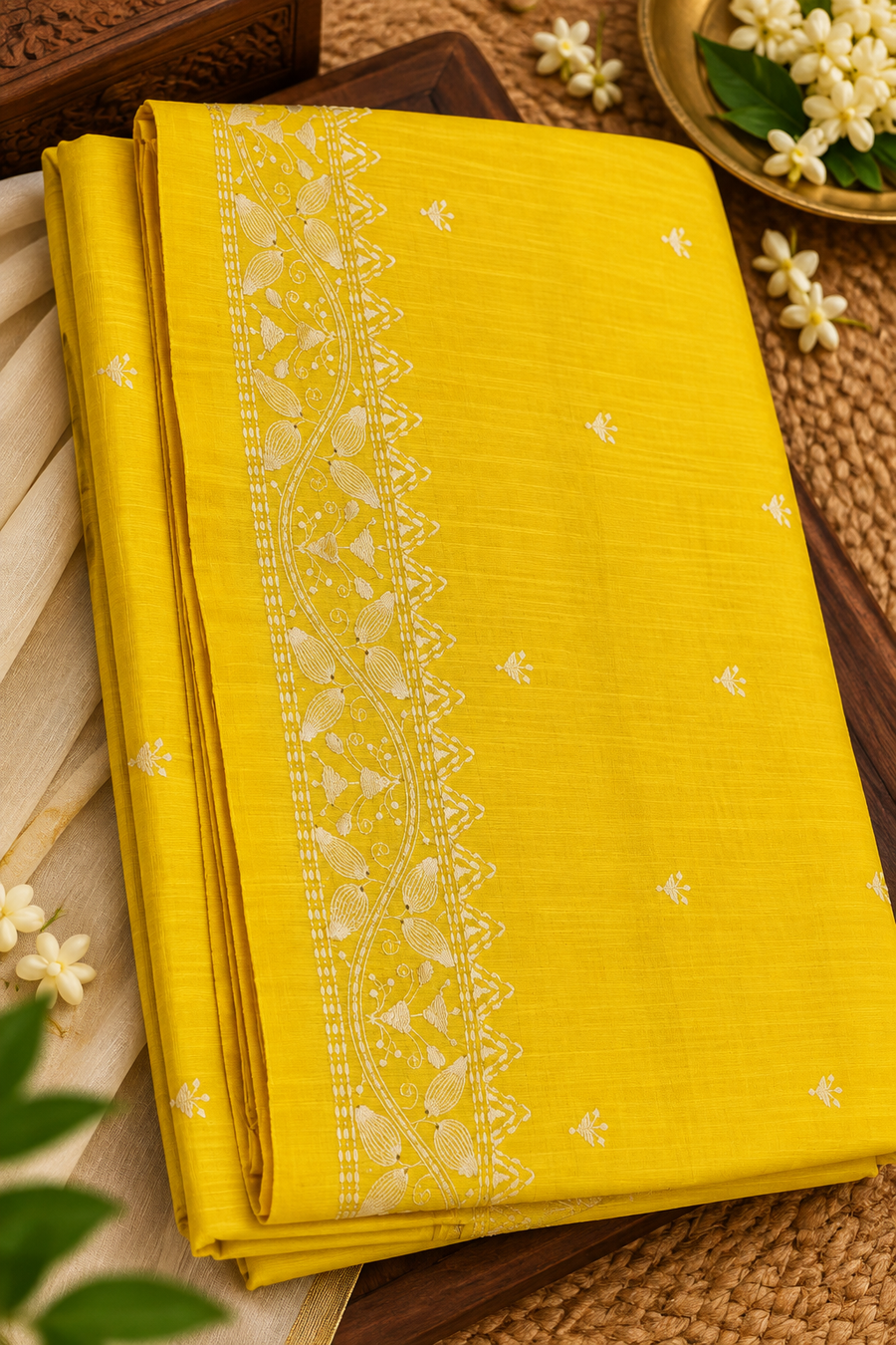 Chanderi Tissue Saree | Yellow